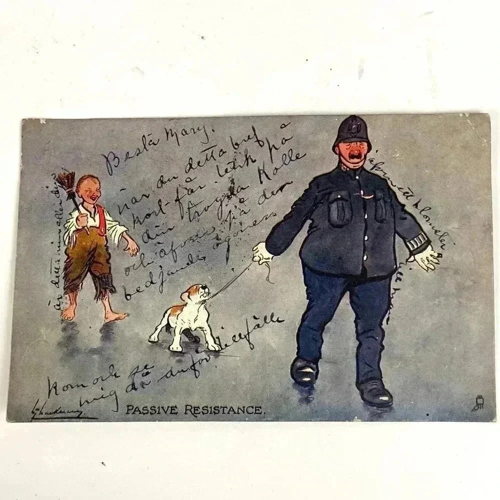 1904 Postcard PASSIVE RESISTANCE Humor Antique Aquarette Raphael‎ Tuck & Sons